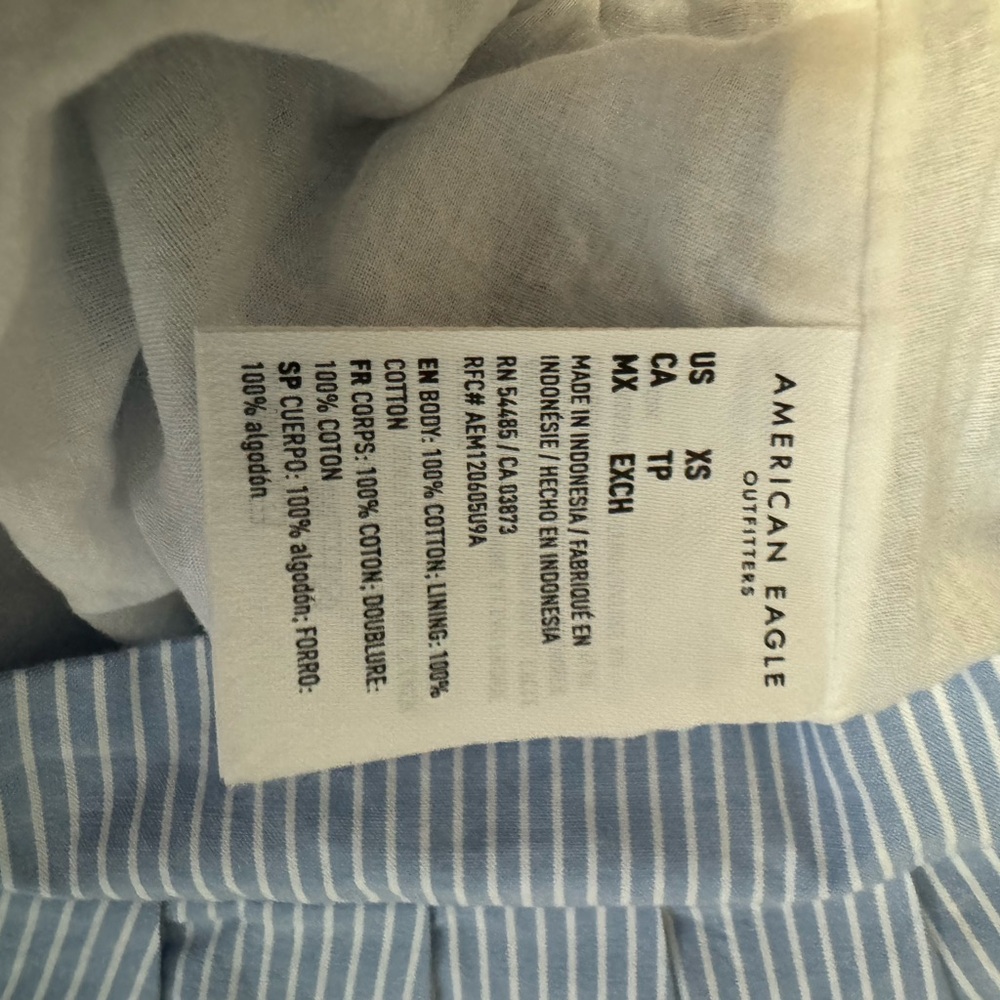 American Eagle NWT XS (S good) light blue white wrap lined  country mini skirt - Picture 6 of 6